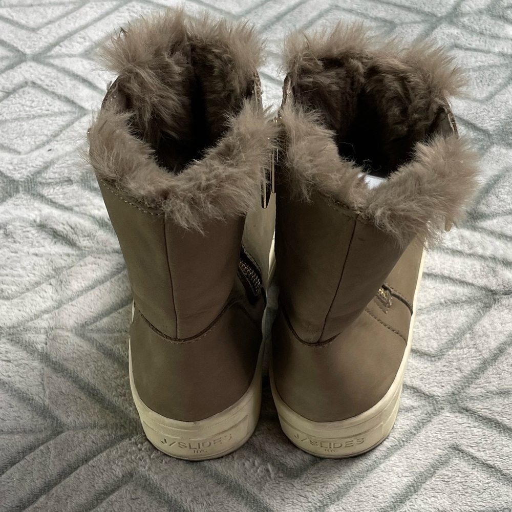 J Slides Henley Taupe Nubuck and fur weatherpoof/waterproof boots size 6 - Picture 6 of 10